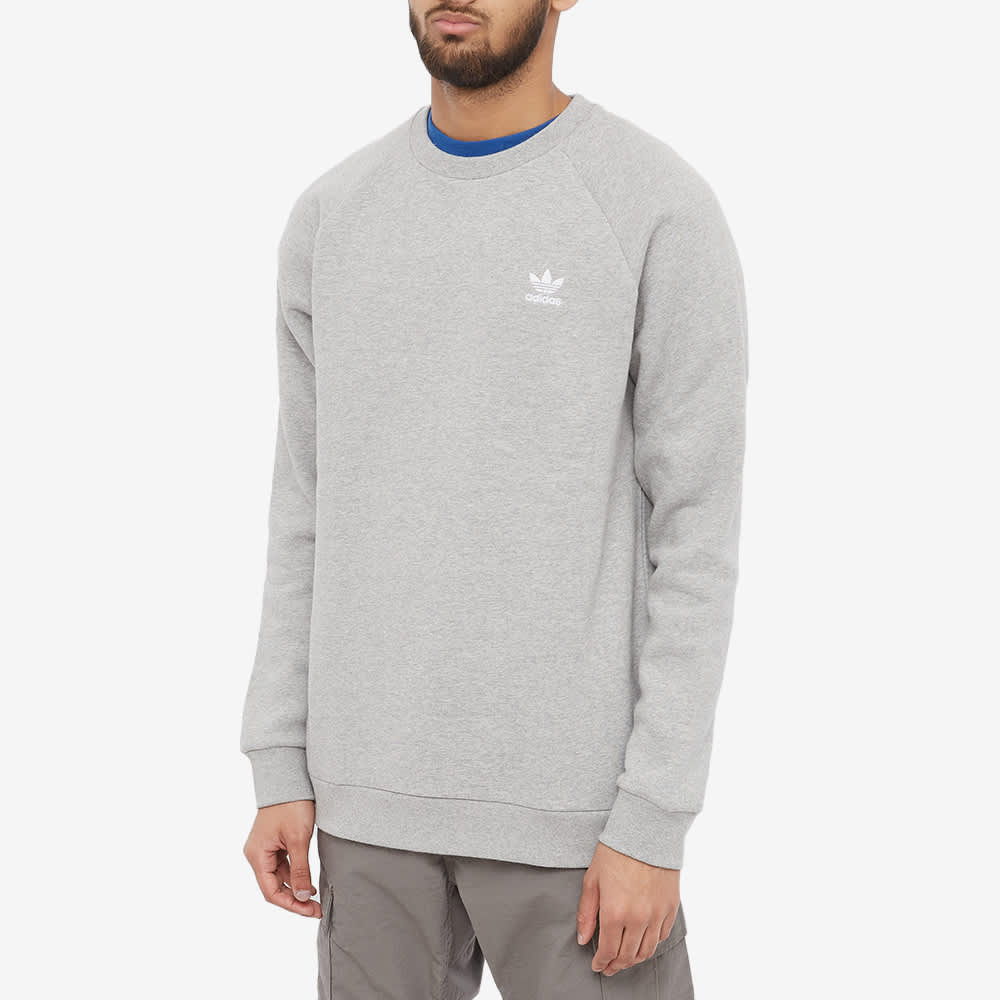 Adidas Originals Logo Embroidered Pullover Long Sleeve Sweatshirt Men Tops Grey H34642