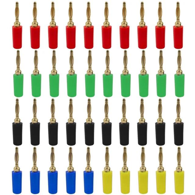 

40pcs 2MM Banana Plug Socket 10A Small Lantern Plug Adaptor Connector Pure Copper Power Supply Terminal Red Black Green