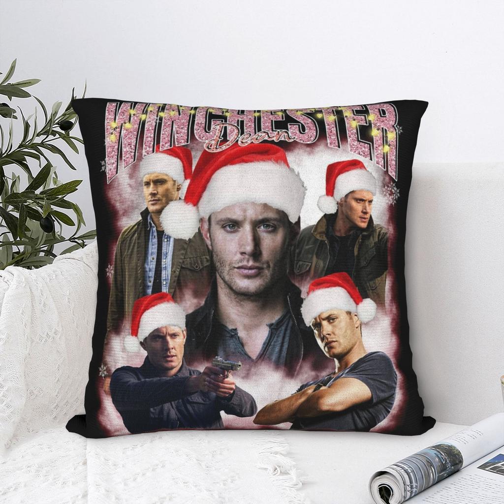 Dean Winchester Weihnachten Supernatural Kissenbezug Bedruckter Stoff Kissenhülle Dekoration Kissenhülle Zuhause Mit Reißverschluss 18 Zoll