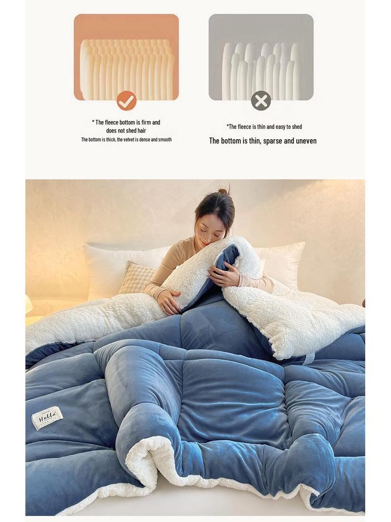 Exclusive Lamb's Wool & Cotton Winter Quilt - Double-Sided, Thick, Warm, for Student Dormitory