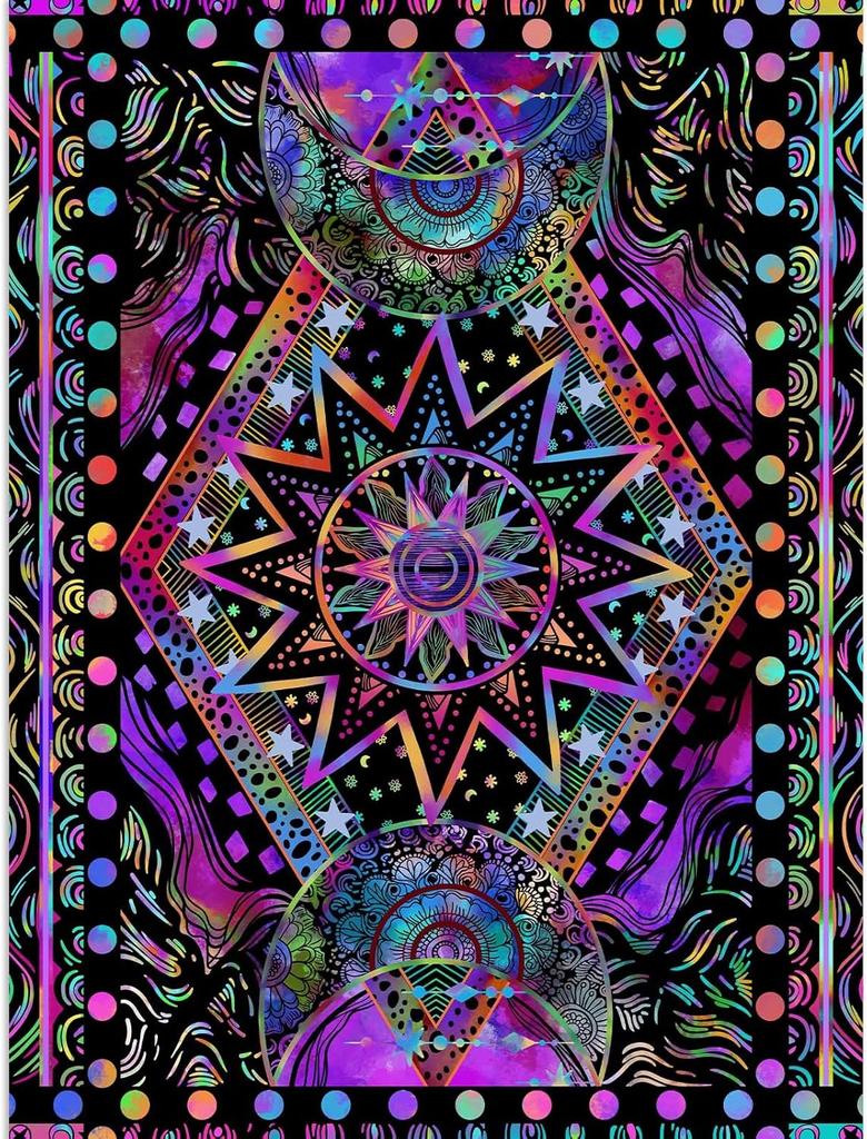 VIKAMA Vintage Bohemian Sun Tapestry Ethnic Patterned Backdrop Living Room Bedroom Personalised Wall Hanging