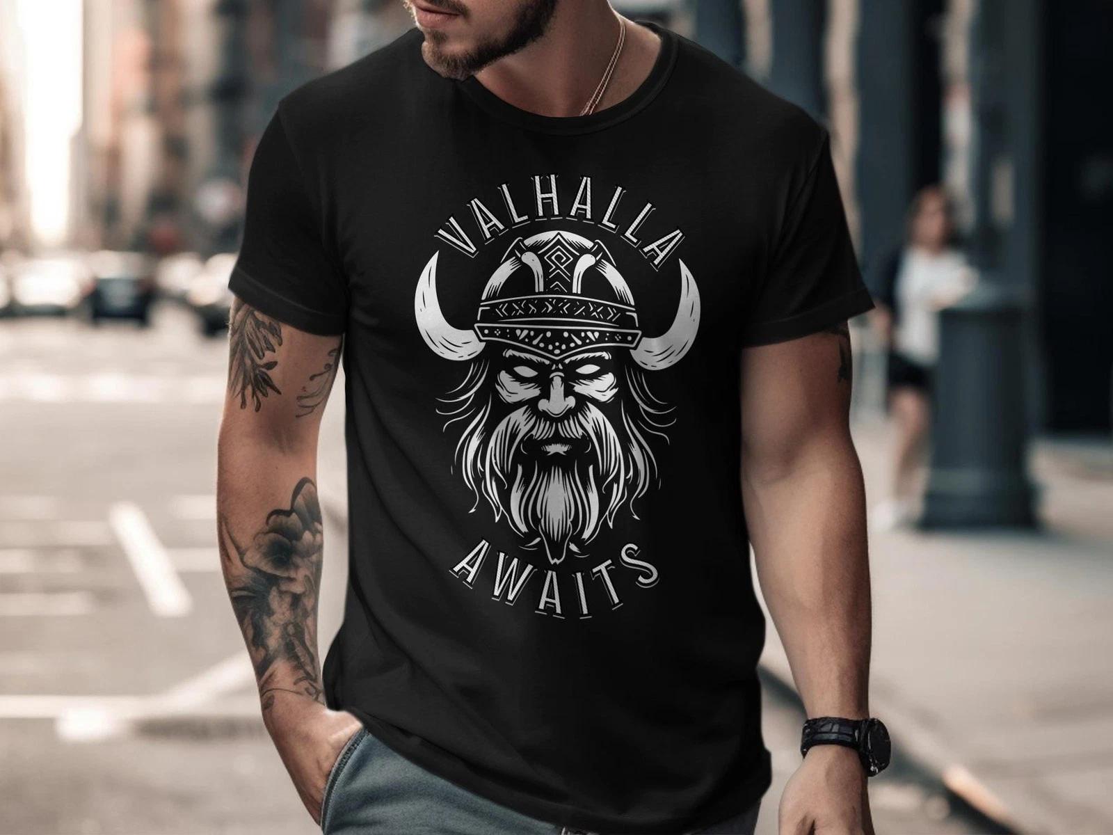Valhalla Awaits Viking Warrior T-shirt XL