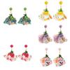 Exaggerated Beach Earrings Tassel Petals Stud Earrings Trendy Flower Dangle Earrings  Vacation