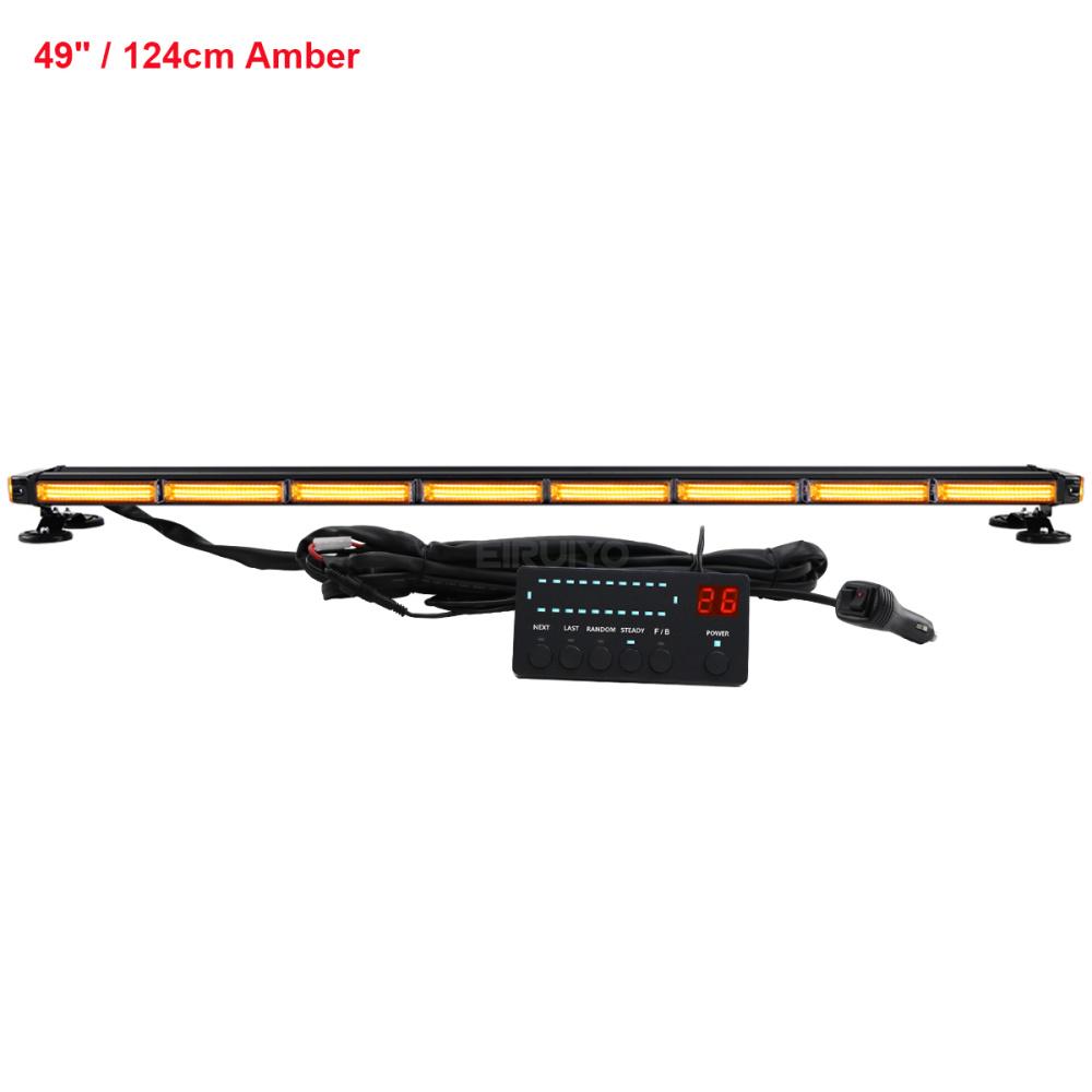 37  43  49  Car Truck Tow COB Led Flash Warning Light Bar Police Safety Strobe Emergency Lightbar Amber Yellow White 26 Modes 49inch All Amber