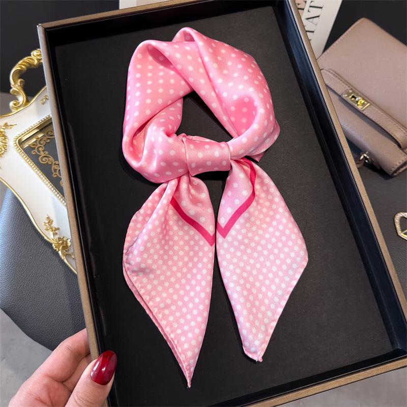Polka Dot Silk Scarf & Shawl – High-End Sun Protection, Neck Tie, Headscarf for Women