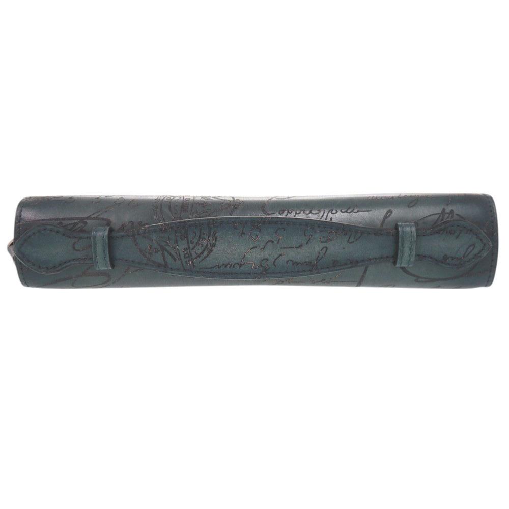 Used AUTHENTIC BERLUTI Itauba Wide Calligraphy Clutch bag blue Leather