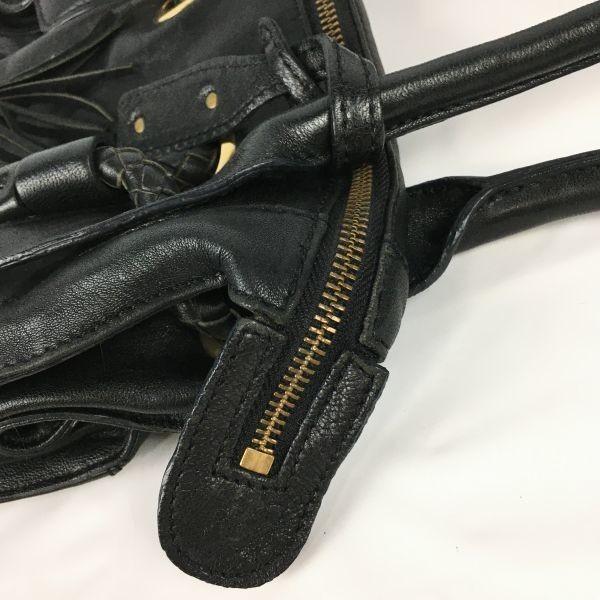 Abro Leder Hand Mini Boston Tasche Schwarz mit Quaste(GEBRAUCHT)