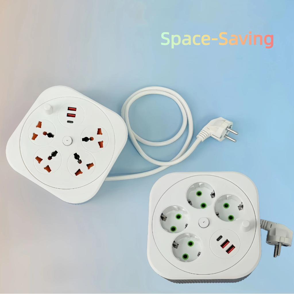 Square Retractable Power Strip – Multi-Function Extension Cord with USB Charging Ports, Portable 2-Meter Socket Organizer