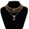Personalized Pentagram Pendant Necklace Set, Punk Chain Ot Buckle Necklace