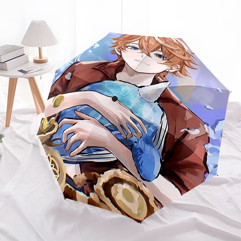 1 Stück Outdoor-Regenschirm mit Anime-Charakter-Design - Automatisches Öffnen/Schließen, Tragbares 3-fach faltbares Design, 8-Speichen-Eisenrahmen - Perfektes Geschenk für Fans,