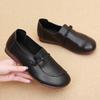 Leather round head flat bottom mother shoes soft sole soft surface comfortable foot women's single shoes deep mouth middle-aged women's leather shoes