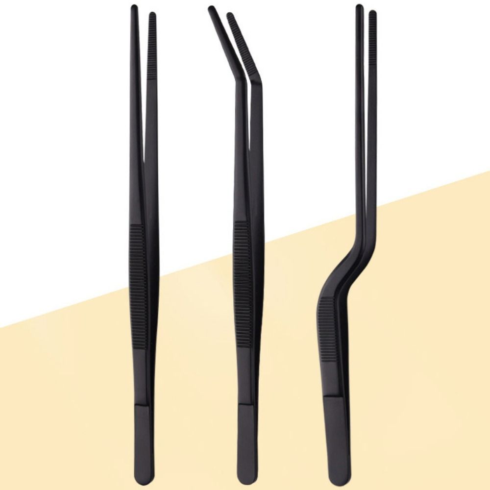 Stainless Steel Food Tweezer No Slip Grill Clip Steak Clamp Barbecue Tongs Dessert