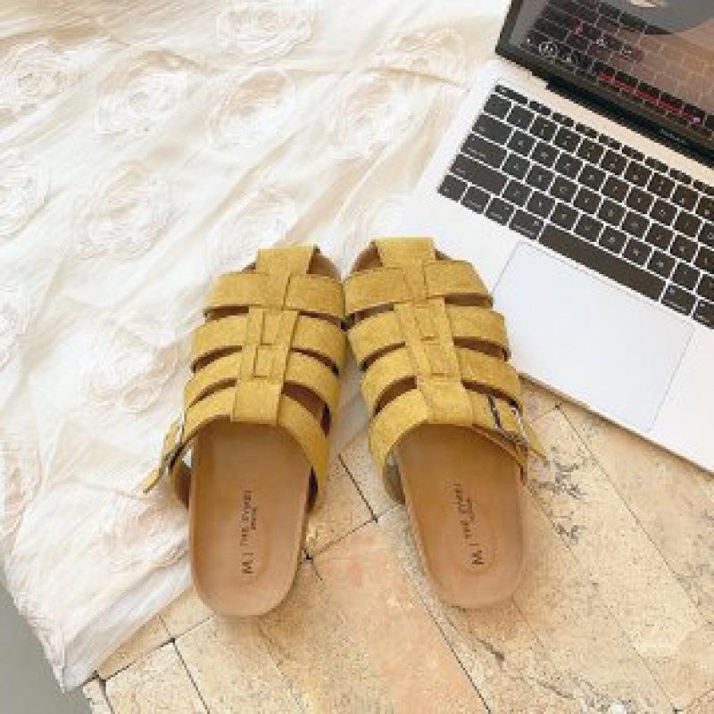 

Niche Roman woven baotou half slippers women s summer wear 2025 new one-pedal Muller lazy sandals 35 жёлтый
