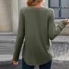 Women's Fashion Solid Colour Casual Loose-Fit V-Neck Versatile Comfortable Long-Sleeved Top