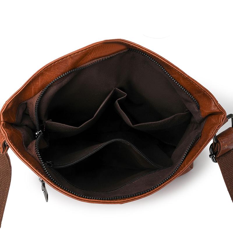 Lightweight Retro Messenger Bag Women's Bag Large Capacity Crossbody Bag PU Shoulder Bag