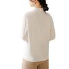 Women's French Style White Chiffon Shirt with Stand Collar for Spring-Autumn