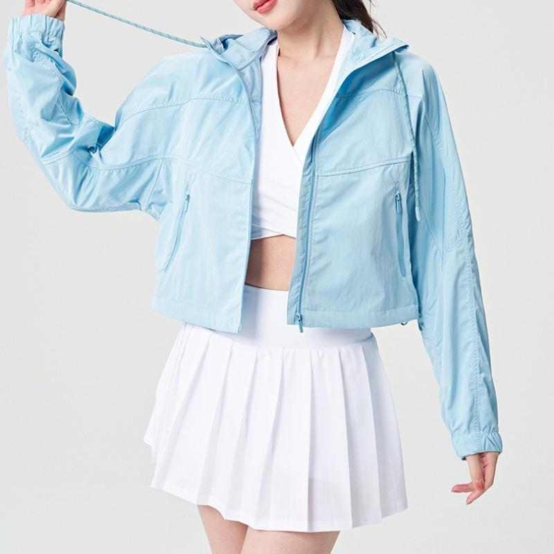 Sunscreen clothing upf50 + short thin drawstring jacket thin UV-proof hooded autumn coat women's jacket