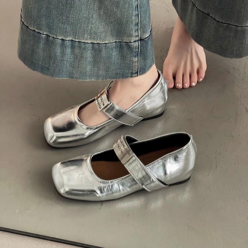French gentle style leather shoes Mary Jane evening shoes summer word belt heightening soft leather grandma shoes wedge heel single shoes