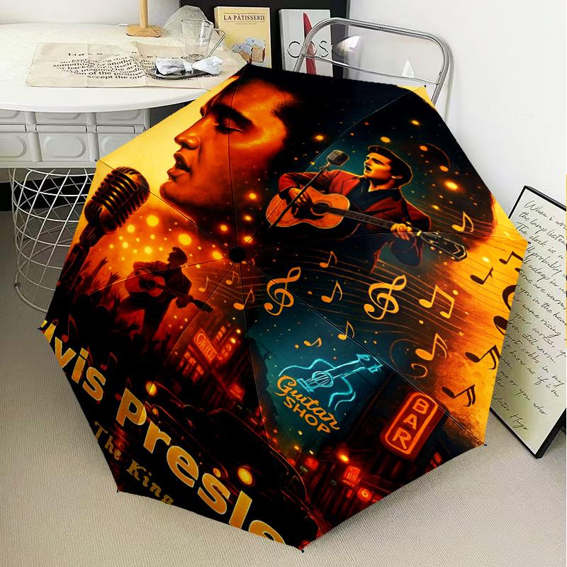 Rock Star Performance Umbrella Folding Umbrella, Automatic Umbrella 8-Frame for Travel, Camping Use Gift for Halloween Christmas