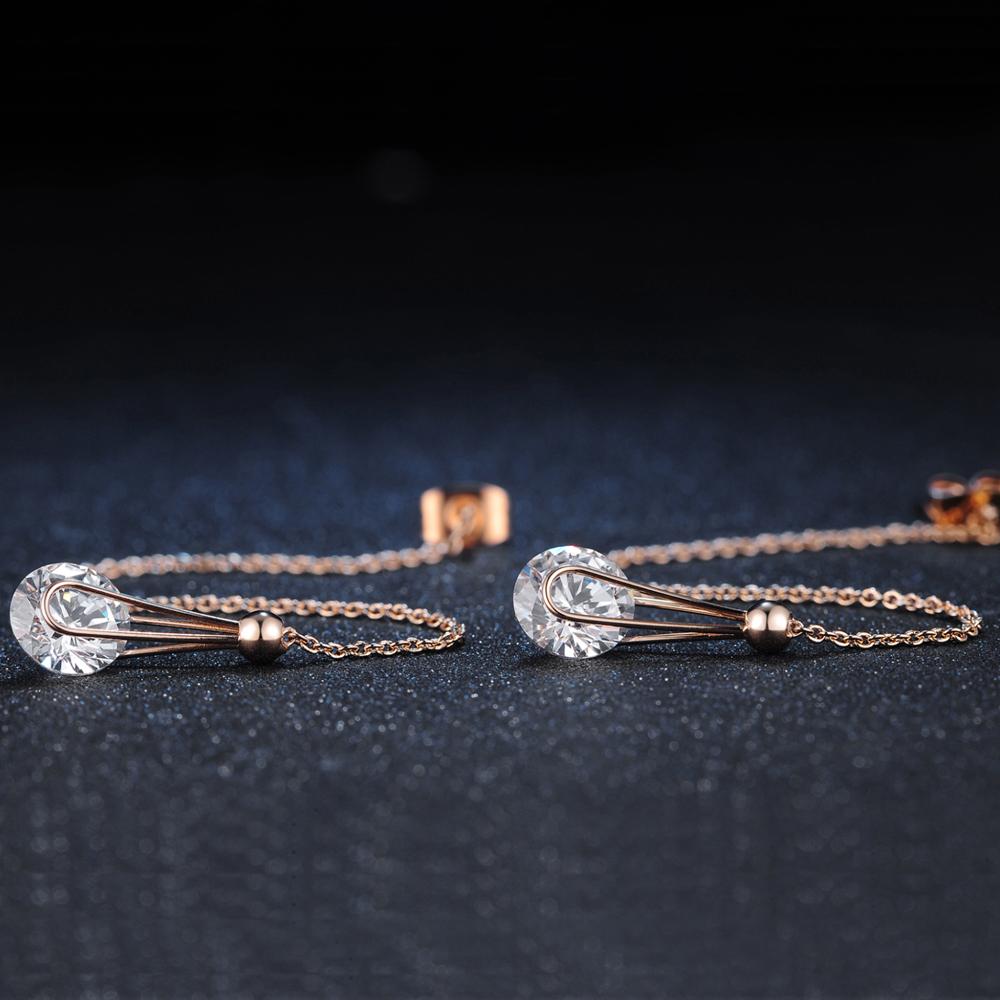 

ZHOUYANG Chain Earring For Women Cubic Zirconia Long Chain Rose Gold Color & Silver Color Ear Line Fashion Jewelry Gift ZYE683