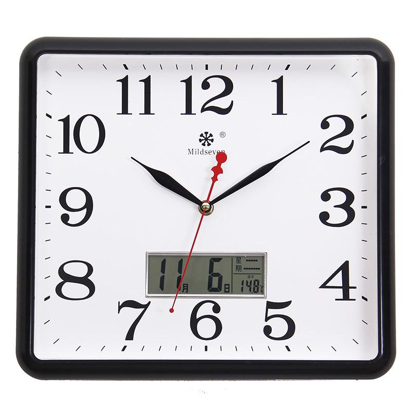 Silent Square Quartz Wall Clock with Perpetual Calendar - Creative, Fashionable Art Design for Living Room