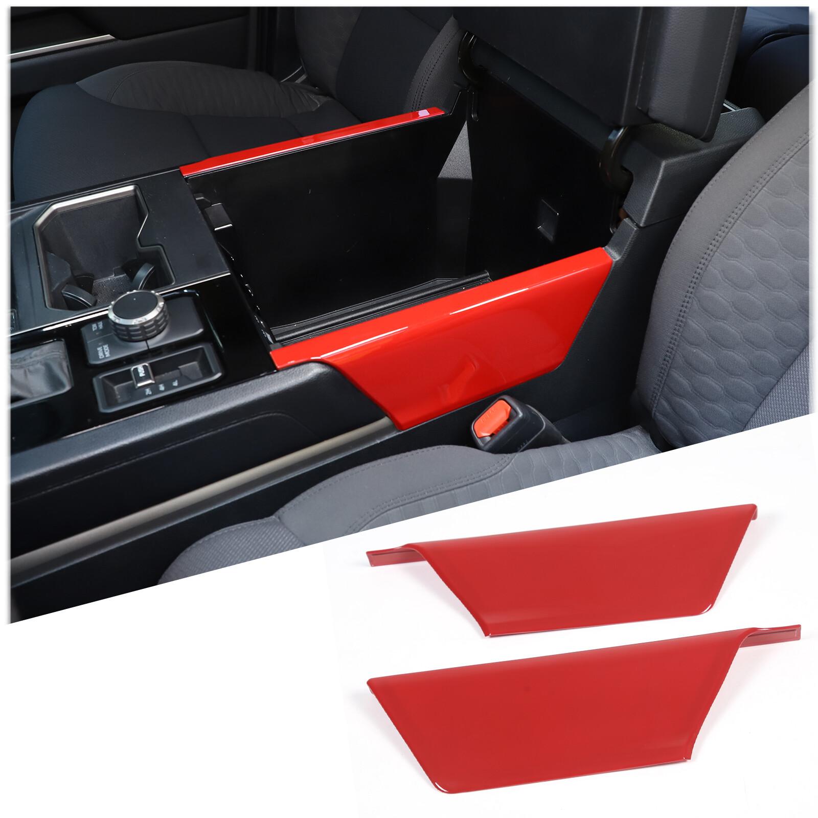 Red ABS Center Console Armrest Box Side Trim Cover For Toyota Tundra 22-24