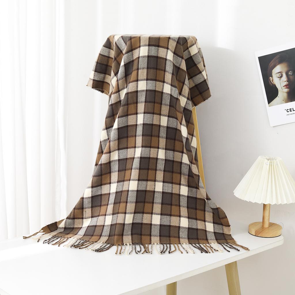 Herbst und Winter Neuer Schal für Damen, dicker Kaschmir-Imitat, vielseitiger, studentenfreundlicher Schal, langer karierter Schal