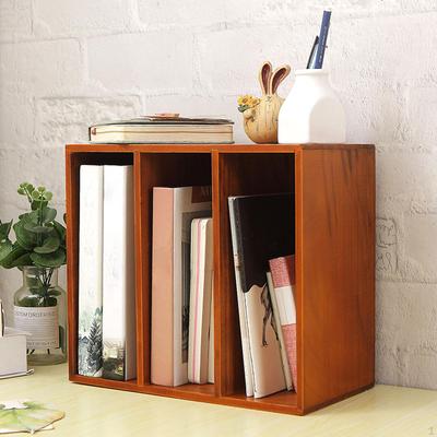 Book Holder Desk Organizer Unique Wood 3 Grid Desktop Storage Cabinet Display Shelf for Work