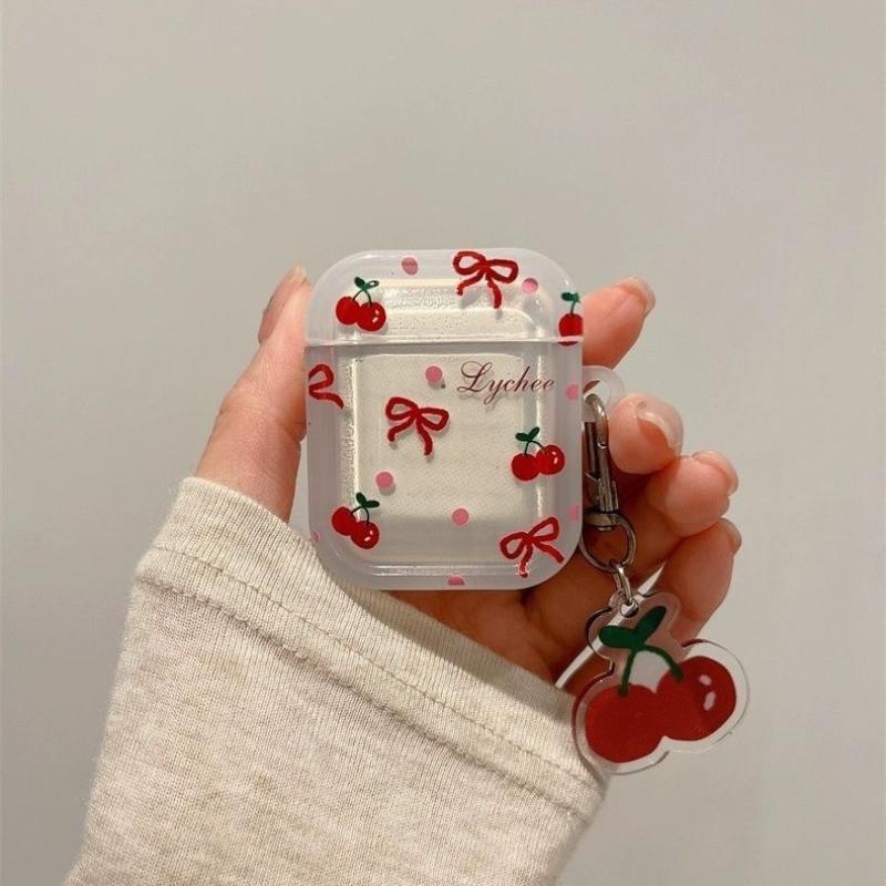 Luxury Crystal Cherry Pendant For Apple AirPods Pro 3 Case Bluetooth Earphone Cover For Airpods 4 3 2 1 Pro2 Cover Protect Case