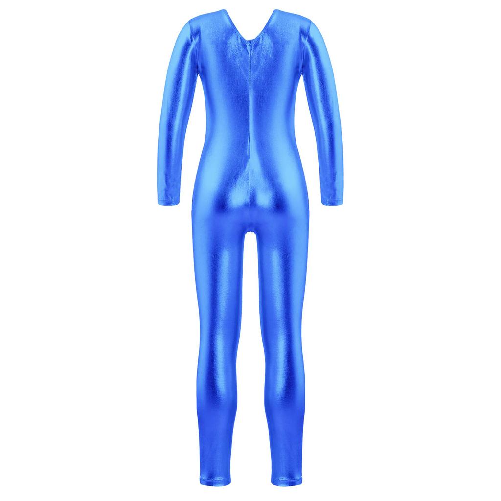 Kids Girls Ballet & Gymnastics Leotard: Long Sleeve Round Neck with Invisible Back Zipper for Training, Practice & Competition