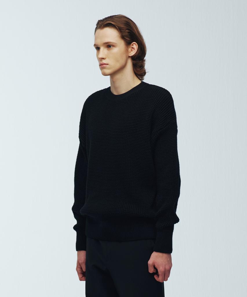 KNITTED Heavy Waffle Round Knit Black