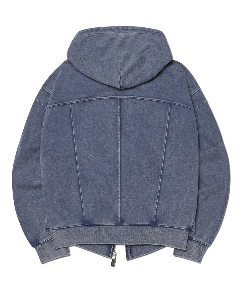 Nomanual Vintage Layer Hooded Zip-Up - Washed Navy