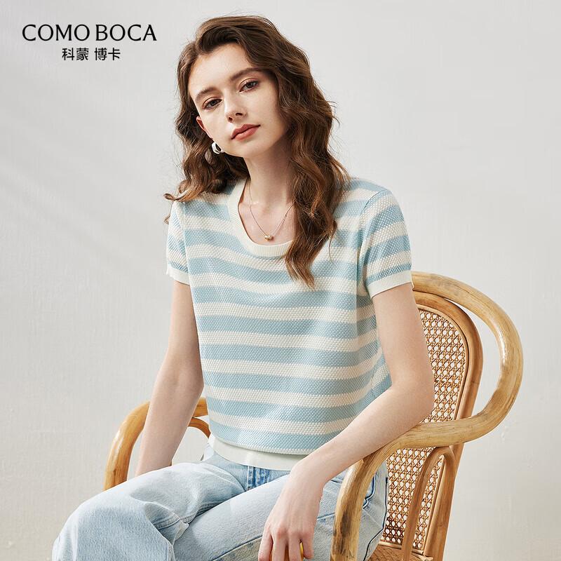 Women s Lyocell Tencel Striped Short Sleeve Knit Top XL