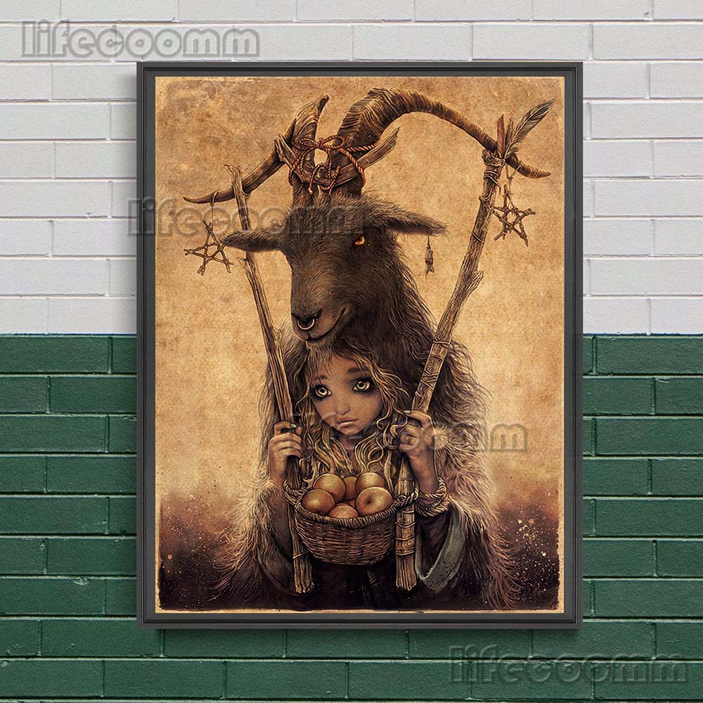 Medusa And Shaman Witches Retro Wall Art Canvas Painting Evil Devil Witchcraft Art Poster And Prints Home Decor Wicca Art Prints No Frame