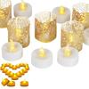 Elegant Set Of 12 Led Electronic Candles With Pvc Hollow Pattern For Weddings And Parties