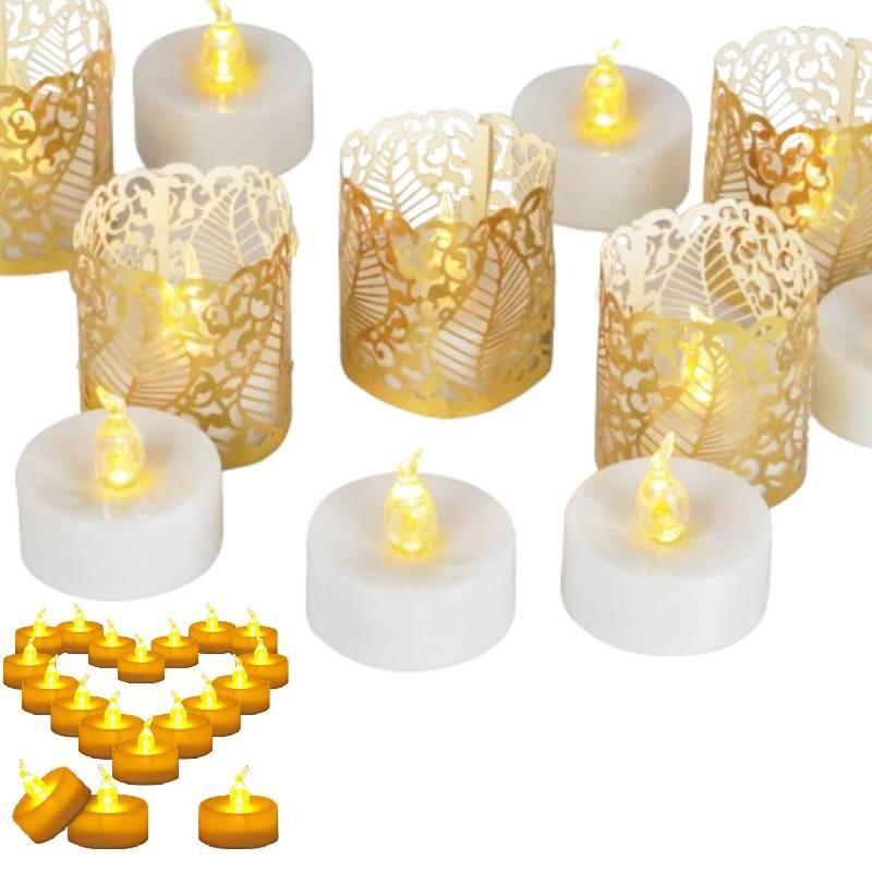 Elegant Set Of 12 Led Electronic Candles With Pvc Hollow Pattern For Weddings And Parties