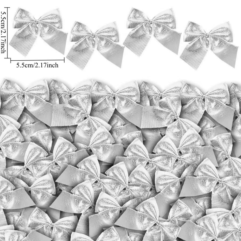12-120PCS Christmas Bow Red Velvet Bow Xmas Tree Pendant Xmas Tree Pendant Wedding New Year Party Decor DIY Gift Box Wrapping
