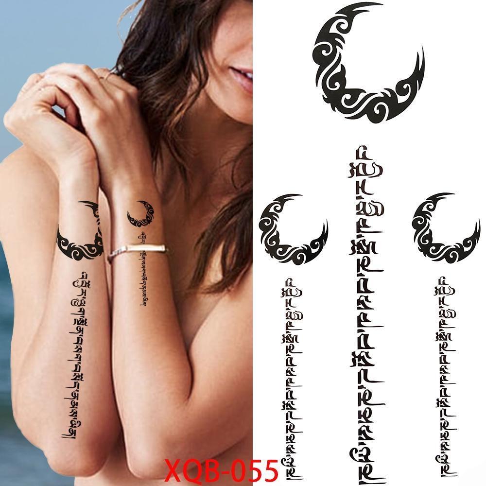 1 STÜCK 210*114 MM Coyote Katze Löwe Meerjungfrau Temporäre Tattoos Für Männer Frauen Schwarz Mond Schlange Schwert Tattoos Aufkleber Gefälschte Line Art Tattoo