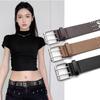 Ceinture Rétro Punk à Double Boucle Rivetée Ceinture de Taille Business À Porter avec Jupes Jeans