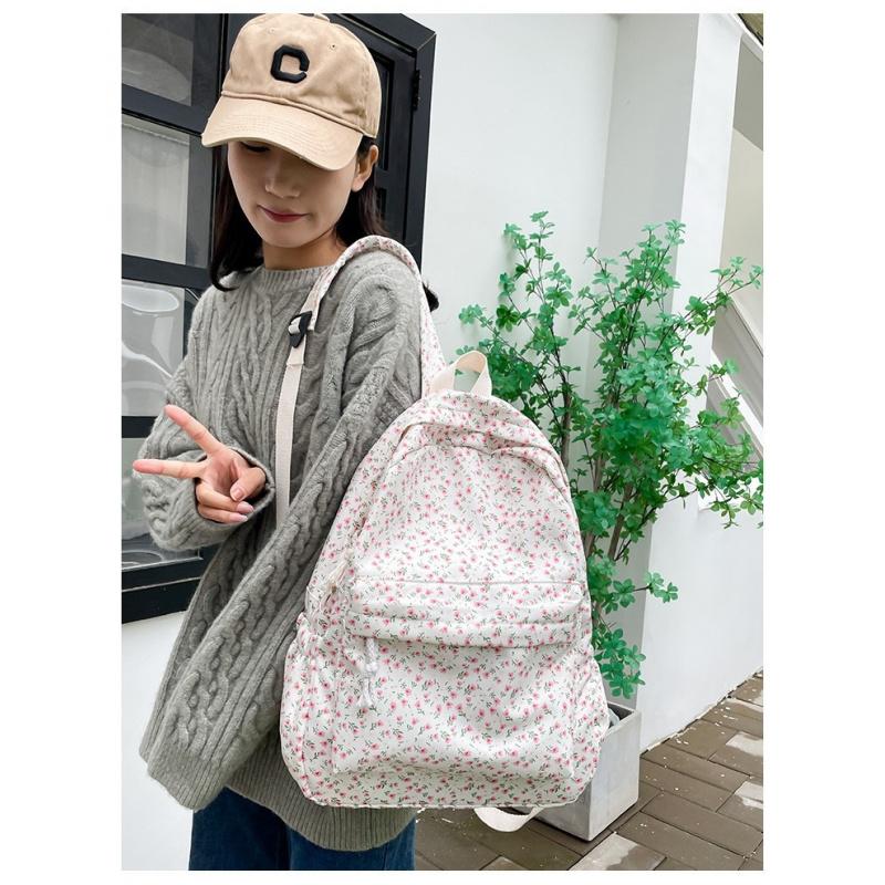 School Bag For Girls College Style Small Floral Print Backpack Printed Middle School Student Backpack