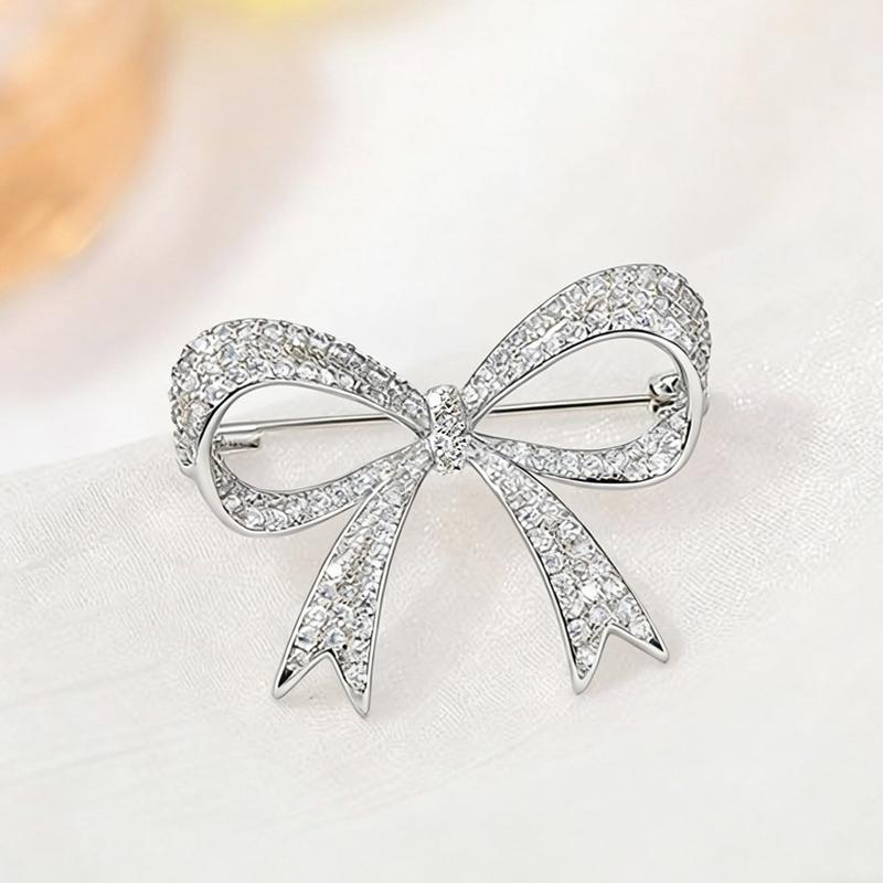 Elegant Bowknot Water Drop Brooches Pin For Girl Bridal Shiny Metal Small Brooch Pin Lapel Pins Fixed Anti Button Clothing