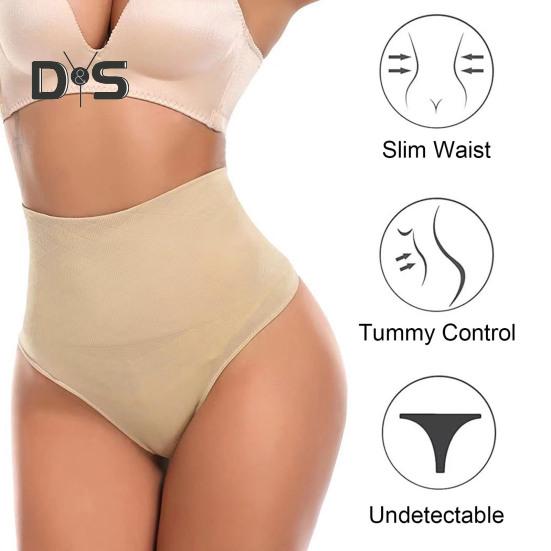 Sexy Women High Waist Tummy Control Thong Shapewear Solid Color Seamless Shaping Briefs Underwear Body Shaper Panties