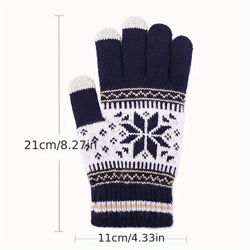 1 Paar modische, gestrickte Winterhandschuhe mit Schneeflockenmuster, Unisex, warm, Touchscreen-geeignet für Damen und Herren