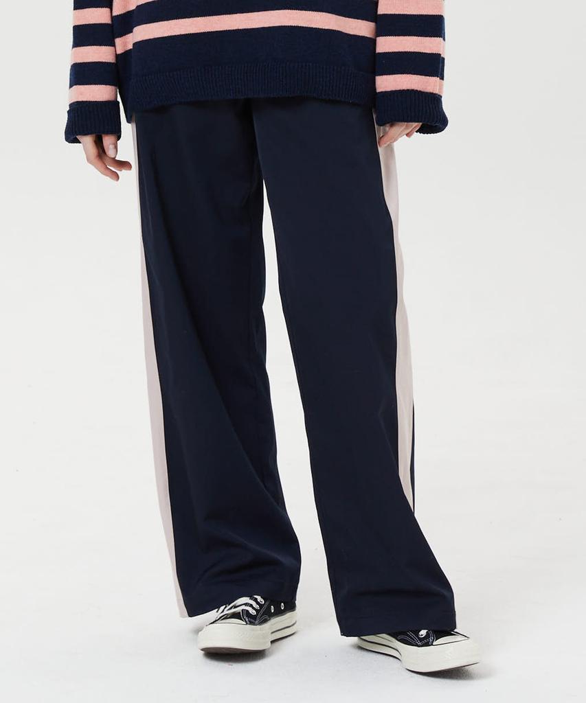 WAIKEI Line Colorblock Wide Track Pants Navy