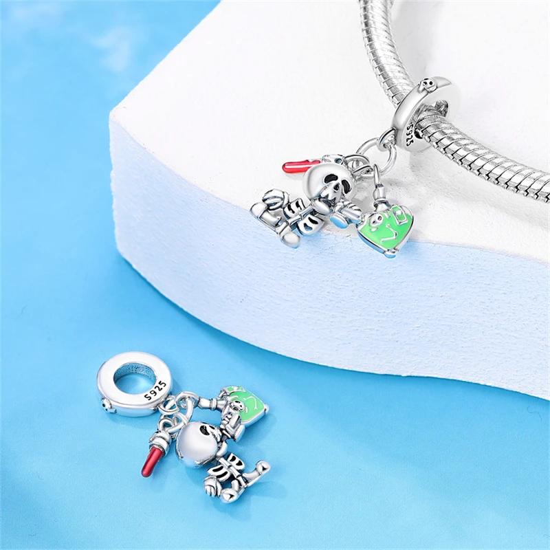 Copper Halloween Series Charms Luminous Pumpkin Demon Skull Beads For Fit 3Mm Original Bracelet Diy Jewelry