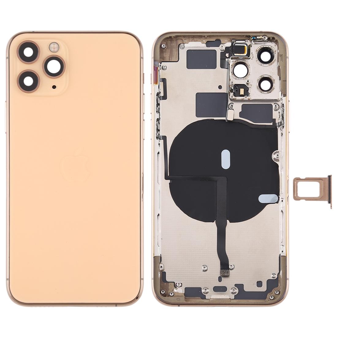 

For iPhone 11 Pro 5.8 inch Back Housing Cover Repair Kit (with Side Keys+Card Tray+Power+Volume Flex Cable+Wireless Charging Module) Gold