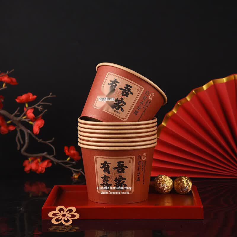 Disposable Red Paper Wedding Bowl Set