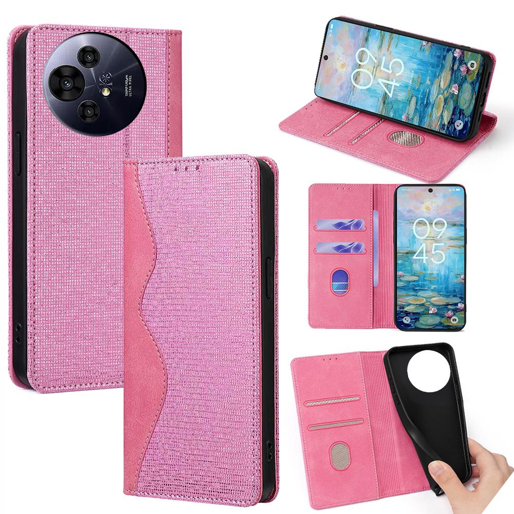 

Wallet Case for TCL 50 NxtPaper 5G/50 Pro NxtPaper 5G PU Leather Stand Phone Cover Wave Shape RFID Blocking Pink