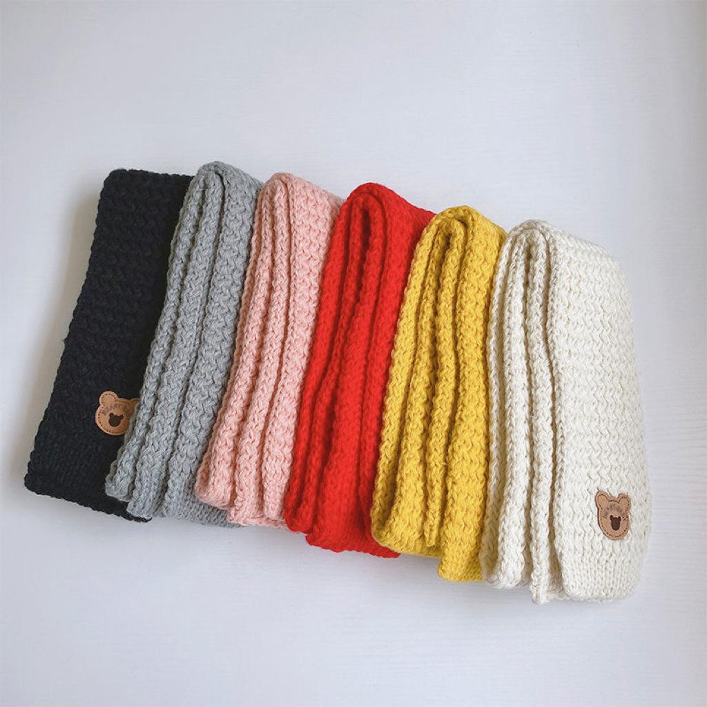 Autumn Winter 2Pcs Newborn Baby Hats Scarf Acrylic Cute Bear Beanies Warm Infant Knitted Hats For Baby Boys Girls 0-6 Years Old