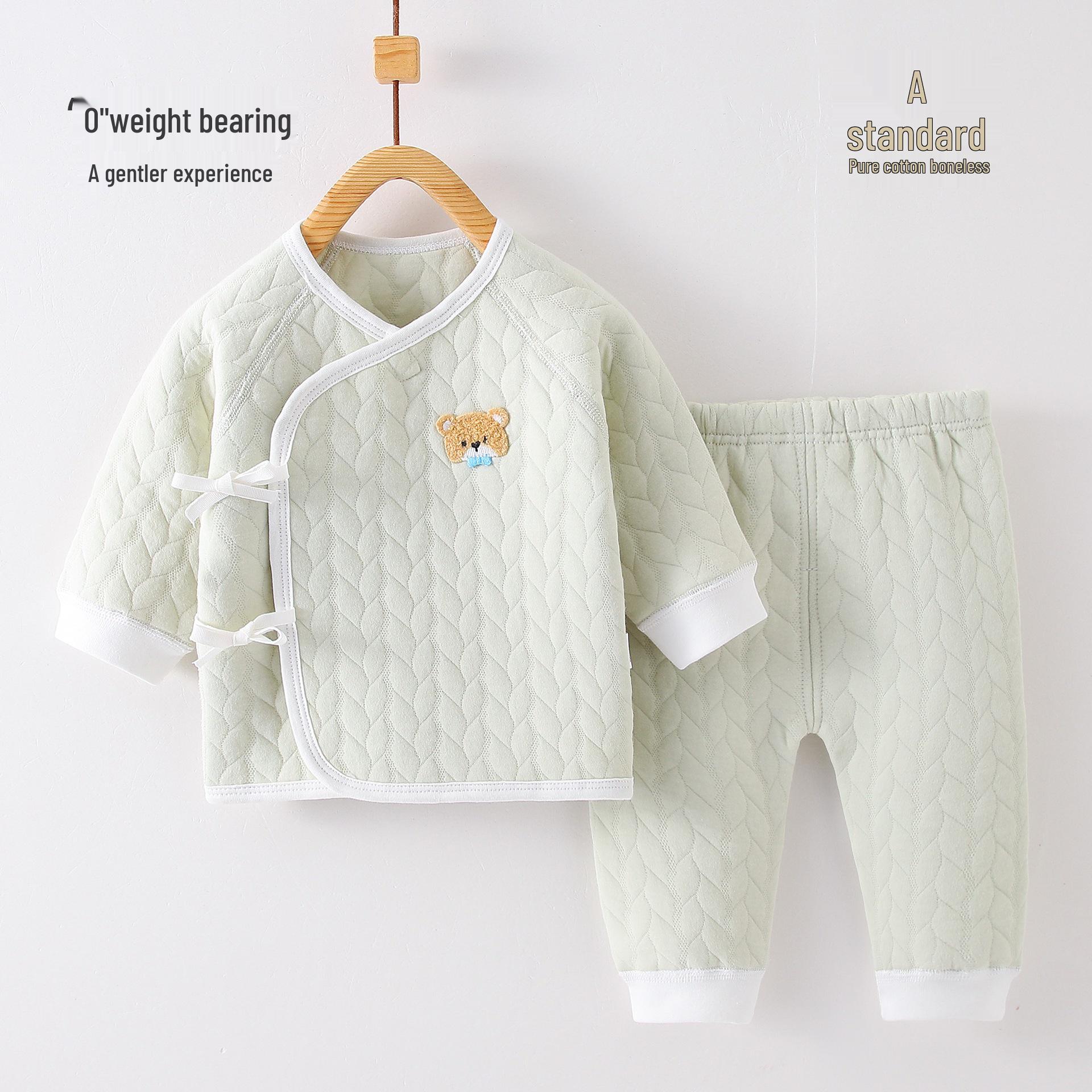 

Newborn Quilted Autumn/Winter Pajama Set: Two-Piece Split Suit with Long Johns 52 cm
